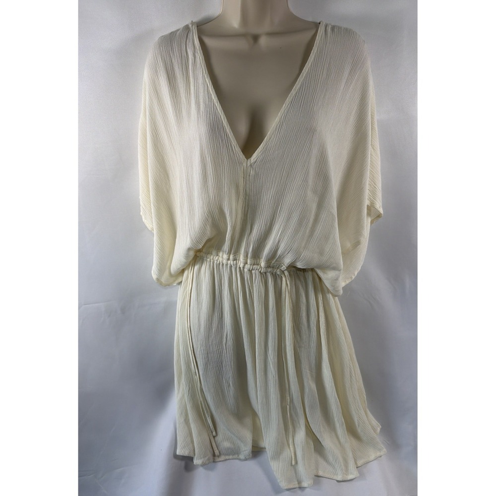 Roxy Sun Bay Swim Cover-Up Dress Size S Ivory V-Neck Cottagecore  Women's Fairy